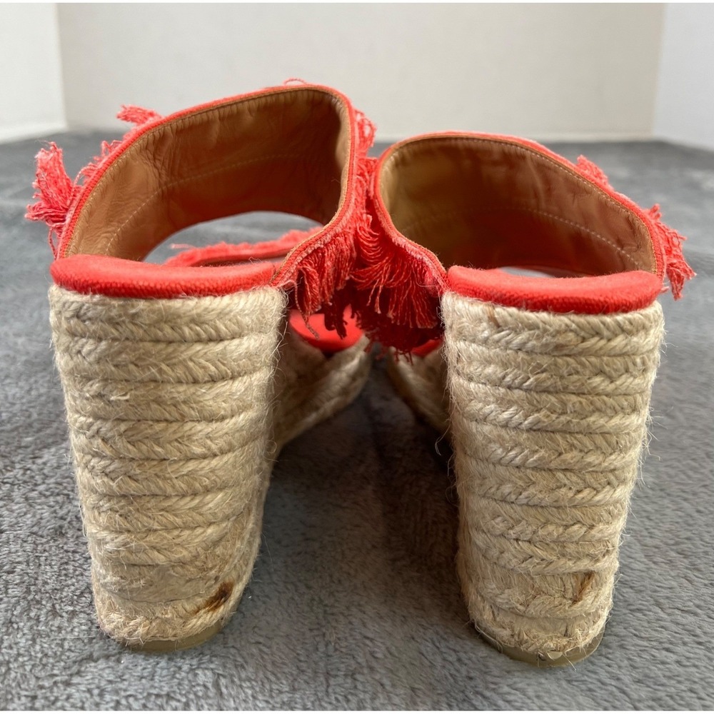 Castaner Fringe Espadrille Sandals 39/9 Red Wedge Slip On Shoes - Picture 7 of 12